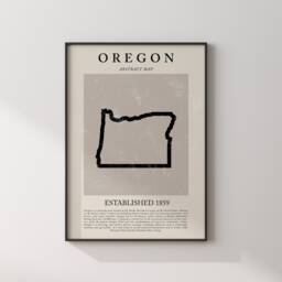 Abstract Oregon Map Vintage Wall Art Print Us State - United States Of America Usa Travel Poster - thumbnail 3