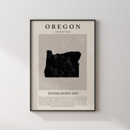 Abstract Oregon Map Vintage Wall Art Print Us State - United States Of America Usa Travel Poster - thumbnail 1