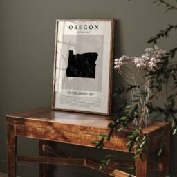 Abstract Oregon Map Vintage Wall Art Print Us State - United States Of America Usa Travel Poster - thumbnail 2
