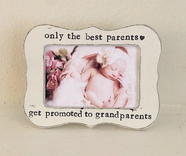 Grandparents Picture Frame Pregnancy Reveal Gift, Hand Stamped 4x6 Photo - image 1