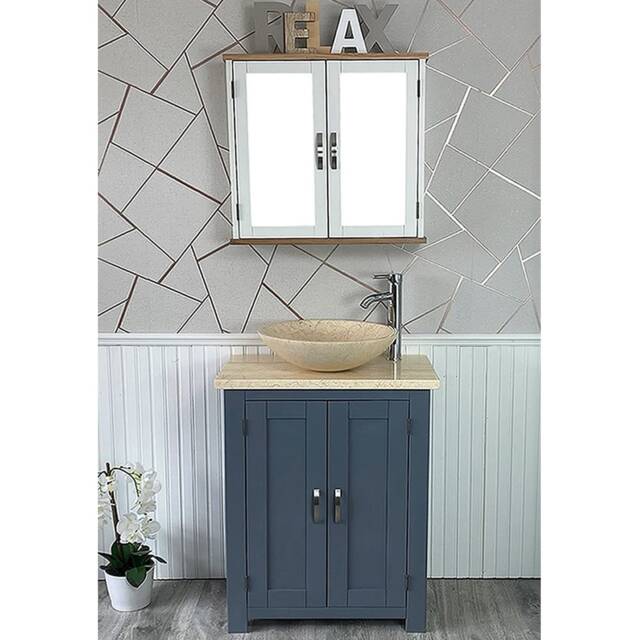Painted Grey Bathroom Vanity Unit - Cream Marble Top & Basin 310Gcm025cm - image 1