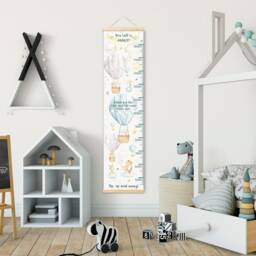 Personalised Height/ Growth Chart - Balloon Animals Beautiful Nursery & Bedroom Wall Decor Printed On A Luxury Fabric Ideal Keepsake - thumbnail 3