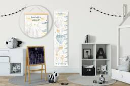 Personalised Height/ Growth Chart - Balloon Animals Beautiful Nursery & Bedroom Wall Decor Printed On A Luxury Fabric Ideal Keepsake - thumbnail 1