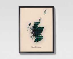 Clan Maccallum Scottish Tartan Map - Of Scotland Family Wall Decor, Ready To Hang - thumbnail 1