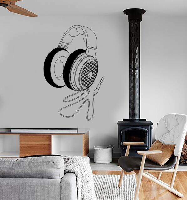 Wall Vinyl Music Headphones Head Phones Guaranteed Quality Decal Mural Art 1560Dz - image 1