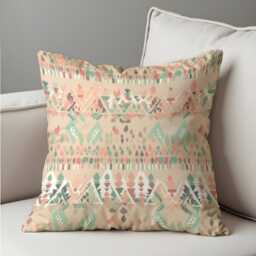 Pastel Southwestern Cushion Cover, Soft Tribal Geometric Pattern Pillow Case, Boho Desert Throw Cozy Neutral Home Decor - thumbnail 2