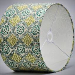 Indian Green Retro Lampshade, Table Floor Lamp/Ceiling Pendant Small Medium Large 15cm 20cm 25cm 30cm 35cm 40cm Fabric Drum Light Shade - thumbnail 3