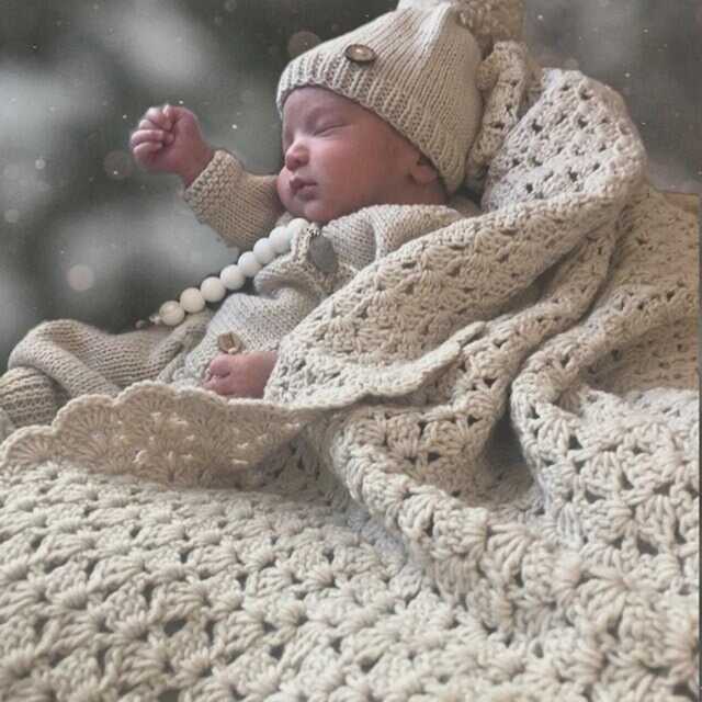Heirloom Crochet Baby Blanket, Personalized Name Stroller Cover, Custom Newborn Keepsake, Grandparents Gift - image 1