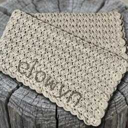 Heirloom Crochet Baby Blanket, Personalized Name Stroller Cover, Custom Newborn Keepsake, Grandparents Gift - thumbnail 2