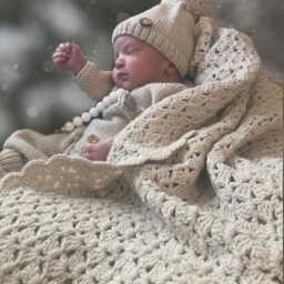 Heirloom Crochet Baby Blanket, Personalized Name Stroller Cover, Custom Newborn Keepsake, Grandparents Gift - thumbnail 1