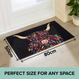 Highland Cow Indoor Washable Doormat 80x50cm - thumbnail 2