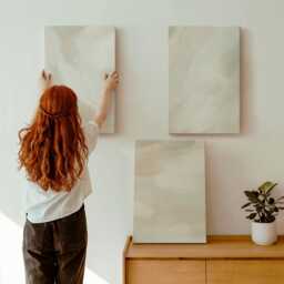 Canvas Art Set Of 3 - Paint Texture Traces Minimalism, Creamy Wall Art, Natural Textures Hanging Piece - thumbnail 1