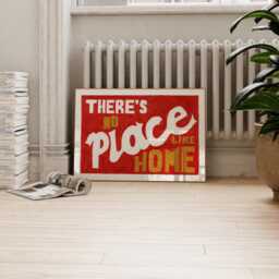Retro Wall Art, Mid Century Modern There's No Place Like Home Print, Horizontal Landscape Poster, Red Hand Painted Print - thumbnail 3