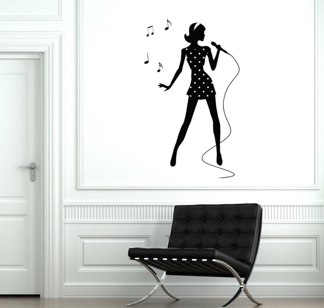 Singer Vinyl Wall Decal Silhouette Woman Girl Singing Karaoke Stickers Mural 2652Di - image 1