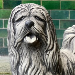 Concrete Shih Tzu Statue Garden Dog Figurine Cement Puppy Memorial Sculpture Outdoor Pet Lover Gift Front Door Decoration - thumbnail 3