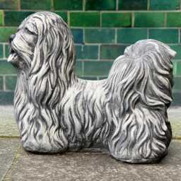 Concrete Shih Tzu Statue Garden Dog Figurine Cement Puppy Memorial Sculpture Outdoor Pet Lover Gift Front Door Decoration - thumbnail 2