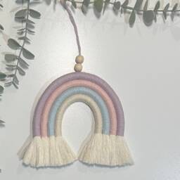 Personalised Handmade Macrame Rainbow Wall Hanging Pastel Nursery Decor - thumbnail 4