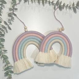 Personalised Handmade Macrame Rainbow Wall Hanging Pastel Nursery Decor - thumbnail 2