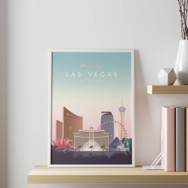 Las Vegas Travel Poster - Strip At Sunset Nevada Minimalist Abstract Wall Art Print - image 1