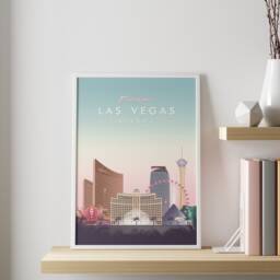 Las Vegas Travel Poster - Strip At Sunset Nevada Minimalist Abstract Wall Art Print - thumbnail 1