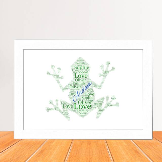 Personalised Frog Word Art, Custom Toad Silhouette Print, Unique Nature Lover Gift, Framed Typography - image 1