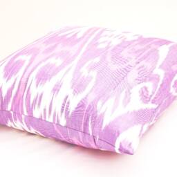 Orchid Cotton Ikat Pillow Cover, Handloom Cushion - 20x20 In - thumbnail 2