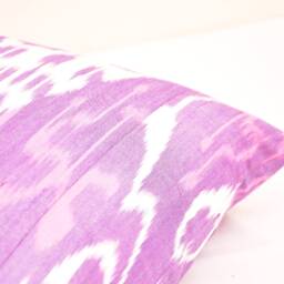 Orchid Cotton Ikat Pillow Cover, Handloom Cushion - 20x20 In - thumbnail 3