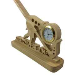 Handmade Ash Wood Bar Clamp Desk Clock - Squeezed For Time - thumbnail 2