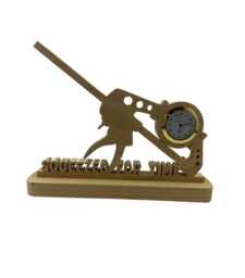 Handmade Ash Wood Bar Clamp Desk Clock - Squeezed For Time - thumbnail 1