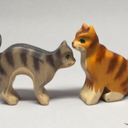 Toy Cat Tomcat Wooden Brown With Stripes Sitting Size 10, 5x5, 0x2, 2 cm - Bxhxs Approx. 30 Gr - thumbnail 4