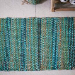 "Handmade Jute Hemp Rug Multicolor Indian Dhurrie - 1'4"" X 2'3" - thumbnail 3