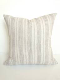 Sale Gray Pillows Grey Throw Pillow Covers Tan Striped Decorative Ticking Stripe .all Sizes - thumbnail 1