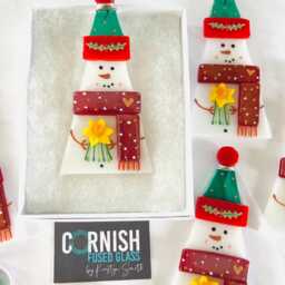 Fused Glass Snowman Christmas Tree Decoration, Snowman Home Decor, Christmas - thumbnail 4