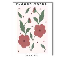 Rustic Pansy Flower Market Botanical Folk Art Print Canvas Wall Decor Picture Ready To Hang - thumbnail 1