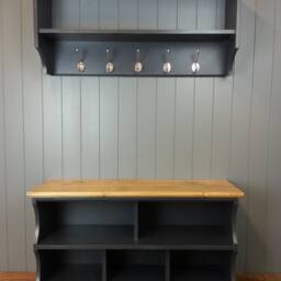 Shoe Bench With Coat Rack Complete Hallway Set. & Hooks in A Choice Of Colours Sizes - thumbnail 2