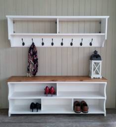 Hallway Shoe Bench With Coat Rack Solid Wood Entryway Organizer
