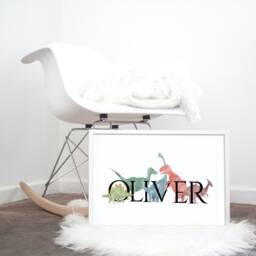 Dinosaur Personalised Name Print, Boy's Picture, Bedroom - thumbnail 2