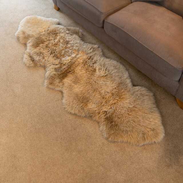 Genuine Double Sheepskin Rug Oyster White, New Zealand Wool, Large - image 1