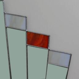 Art Deco Fan Mirror - Orange/Cream Stained Glass - thumbnail 3