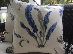 Gp & J Baker Linen Pillow Cover, Fern Botanical Print, Denim Blue - thumbnail 1