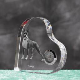 Boxer - Crystal Clock in The Shape Of A Heart With Image Pure-Bred Dog - thumbnail 2