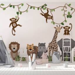 Safari Animals Wall Decals Jungle Nursery Decor, Repositionable Stickers - thumbnail 2