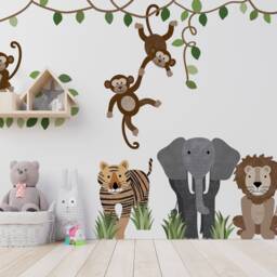 Safari Animals Wall Decals Jungle Nursery Decor, Repositionable Stickers - thumbnail 3