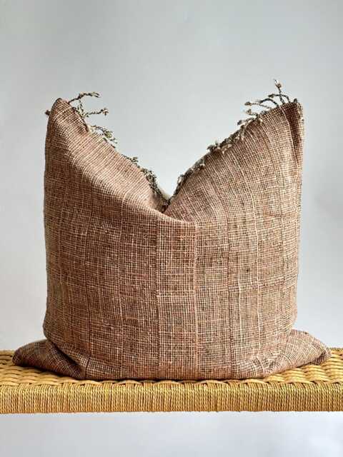 Brown Tribal Hemp Hand Woven Natural Dye Color Pillow Cover - image 1