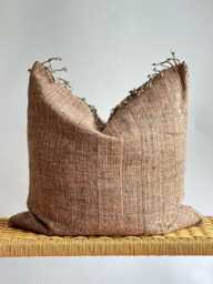 Brown Tribal Hemp Hand Woven Natural Dye Color Pillow Cover - thumbnail 1