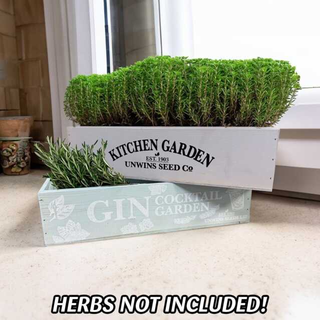 Gin Cocktail Garden Herb Wooden Planter Box, 360mm X 95mm, Lined Inside, Flower - image 1