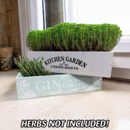 Gin Cocktail Garden Herb Wooden Planter Box, 360mm X 95mm, Lined Inside, Flower