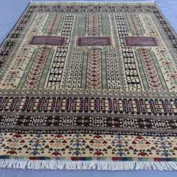 5'6x8 Ft Turkmen Tekke Parda Rug, Natural Dyes Beige Handmade Wool Afghan Oriental Tribal Living Room Bedroom Rug - thumbnail 3