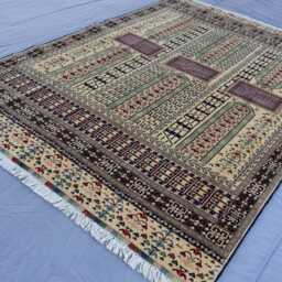 5'6x8 Ft Turkmen Tekke Parda Rug, Natural Dyes Beige Handmade Wool Afghan Oriental Tribal Living Room Bedroom Rug - thumbnail 2