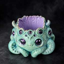 Tentacle Plant Pot - Many Eyed Monster Planter Cosmic Horror Houseplant Handmade UK - thumbnail 2
